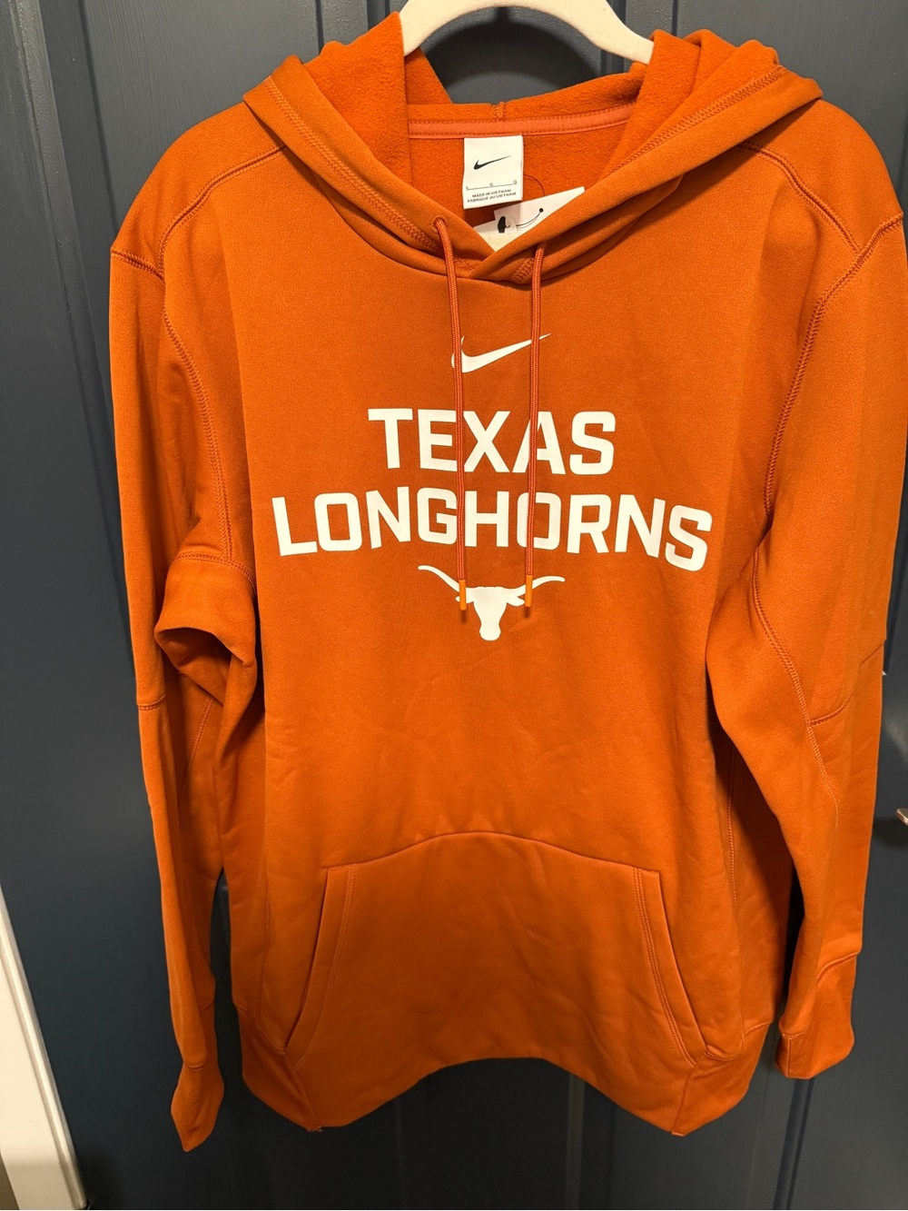 Nike Orange Pullover Hoodie with White Swoosh